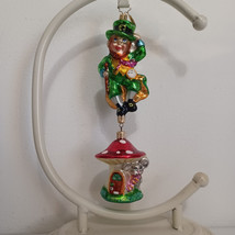 Christopher Radko Leprechaun Mushroom Glass Ornament - £102.71 GBP