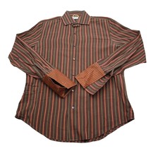 Banana Republic Shirt Mens L Brown Red Striped  Flip Cuff Button Up Work Office - £20.23 GBP
