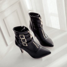 Brand New Hot Sales Women Nude Ankle Boots Red Black Buckle Ladies Riding Spike  - £44.38 GBP