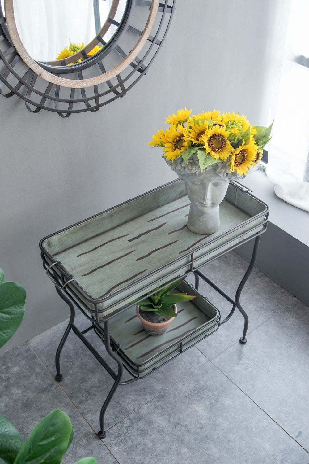 Maggie Galvanized Tray Accent Table 32x15x31' Item image 9