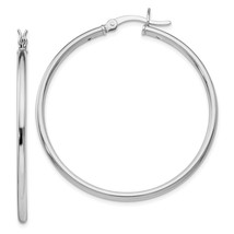 Silver  Polished Hinged Hoop Earrings VA07 - $57.20