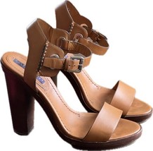 Ralph Lauren Collection High Heel Sandal 38 Brown Leather Ankle Strap - £37.35 GBP