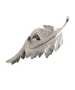 Vintage Coro Signed 3.25&quot; Silvertone Curled Leaf Brooch Pin Retro MCM - $16.00