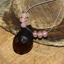 Smoky Quartz Faceted Drop Jade Beads Briolette Natural Loose Gemstone Jewelry - £2.09 GBP