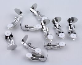 Earring Findings Silver Clip On Button with Rubber Pad - $4.89+