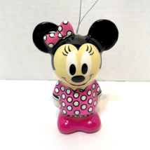 Disney Minnie Mouse Christmas Ornament Plastic Pink White Dress Bow 4" - $10.62