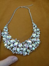 (vn-20) vintage AB crystal breastplate breastshield necklace costume jewelry 70s - £73.54 GBP