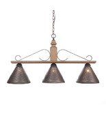 Large Wellington Wood Pendant Island Light in Pearwood Punched Tin Count... - £313.00 GBP