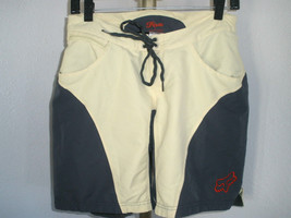 Women&#39;s Fox Padded Cycling Shorts Dark Gray &amp; Pale Yellow Sz Small **NICE! - £30.07 GBP