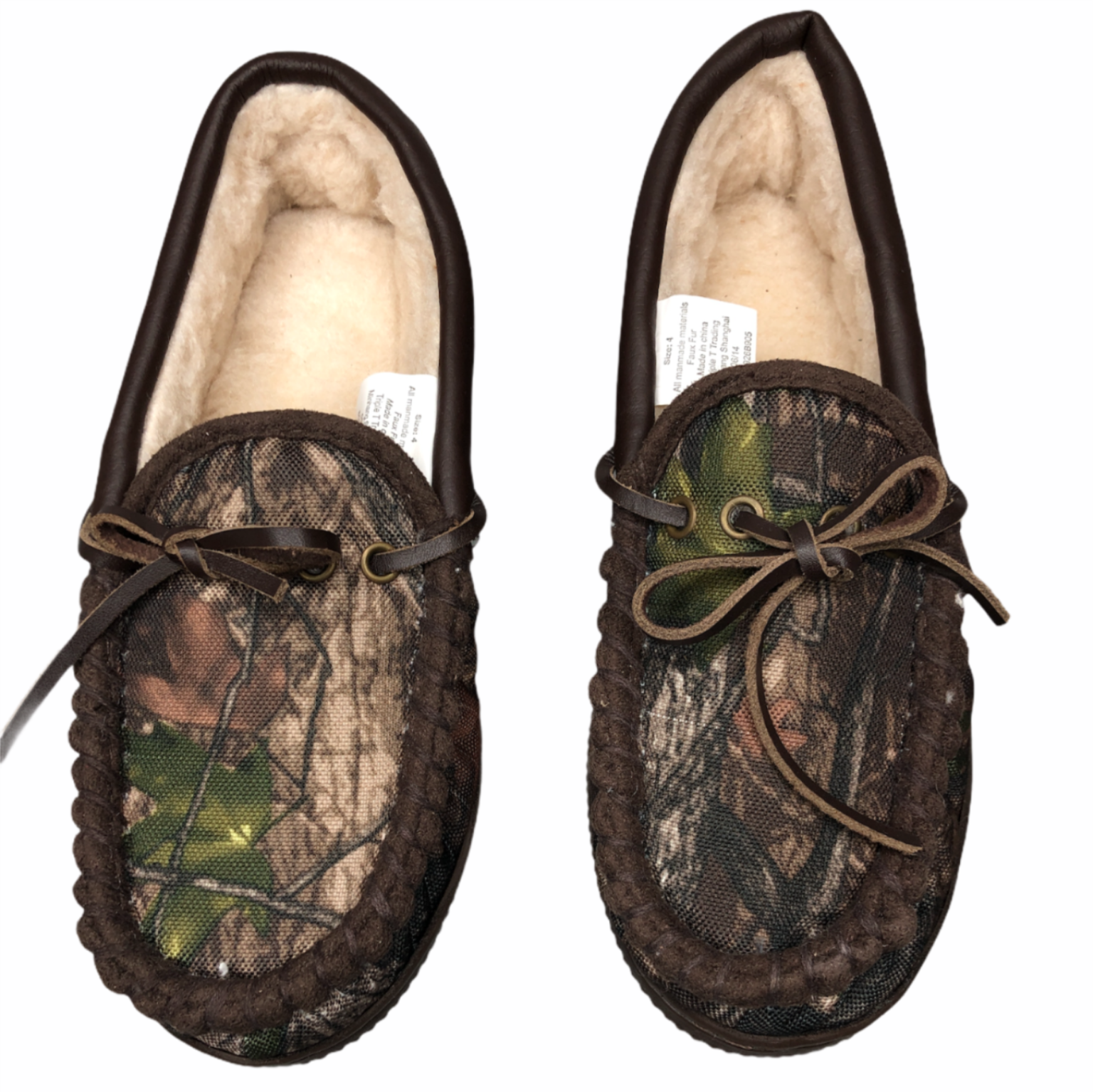 Northside Camouflage Slippers Boys 4 Faux Fur Sherpa Lined Hard Bottom NWOT - £27.14 GBP