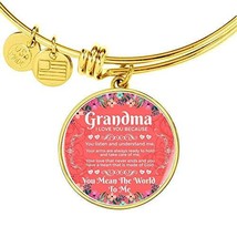 Grandma I Love You Stainless Steel or 18k Gold Circle Bangle Bracelet - £31.87 GBP