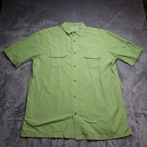 St Johns Bay Adult Large Tall LT Green Casual Vented Button Up Short Sle... - £20.14 GBP