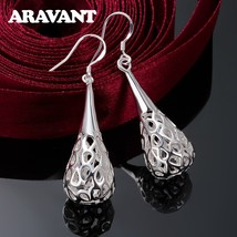 2022 New Arrival 925 Silver Hollow Teardrop Long Earrings Wedding Jewelry For Wo - £10.52 GBP