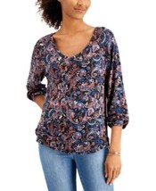 Willow Drive Womens Medium Paisley Printed High Low Long Sleeve Top NWT E64 - £18.49 GBP