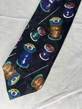 Vintage Jirdache Tie Black With Needle &amp; Thread  Sewing Design - $10.00