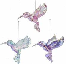 Ksa Set Of 3 Acrylic Multifaceted Iridescent Hummingbird Xmas Ornaments T2599 - £12.62 GBP