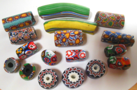 Trade Beads Lot Millefiore/Chevron  Assorted Colors/Sizes - $111.38