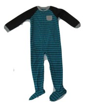 Carters Fleece Footed Pajama Blanket Sleeper Size 6 7 Stripe Teal Black - £22.30 GBP