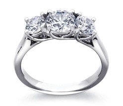 1.00CT Forever One Moissanite 3-Stone Trellis Ring White Gold - £462.52 GBP