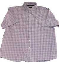 George Strait by Wrangler Shirt Mens 3X Western Cowboy Purple Blue Stripe Plaid - £19.66 GBP