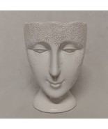Ceramic Head Vase White Modern Female Floral 8&quot; Tall x 5.5&quot; - £38.67 GBP