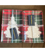Tommy Bahama Set Of 8 Christmas Tree  Tartan Plaid Melamine Plates Appet... - £35.40 GBP