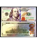 Lot of 100 - Silver Foil Plated $100 Dollar Bill with Green Seal TWO SIDED Print - $150.00