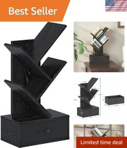 Compact and Stylish Black Bookshelf - 4 Shelves + Drawer for Living and ... - $45.00