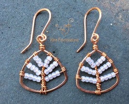 Handmade copper earrings: beaded cherry blossom tree - £23.53 GBP