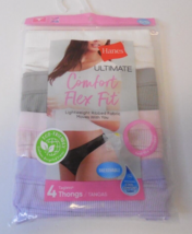 Hanes Comfort Flex Fit Womens Size 5 Small Underwear Thongs 4 Pack Panties New - £17.01 GBP