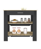 Kitchen Island 40 Inches Dozza, Kitchen, Black / Light Oak - €264,78 EUR