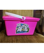 Vintage Plastic Happy Easter Picnic Basket Pink Bright - $22.77