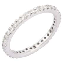 18kt Solid White Gold Stackable Diamond Eternity Engagement Band Ring  - £437.03 GBP