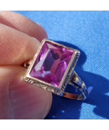 Amethyst European Deco Engagement Ring Vintage Designer Solitaire Solid 10k Gold - $1,230.25