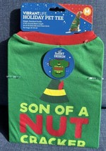 Puppy Dog MEDIUM Holiday Pet Green ELF Christmas T-shirt SON OF A NUTCRA... - £11.18 GBP