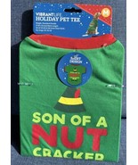 Puppy Dog MEDIUM Holiday Pet Green ELF Christmas T-shirt SON OF A NUTCRA... - £10.93 GBP