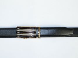 Mens VALENTINI Leather Belt Automatic Adjustable Removable Buckle RT016 Black image 3