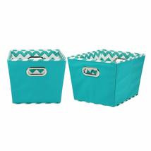 Unknown1 2-tone Aqua Medium Tapered Storage Bins (Set Of 2) Blue Fabric - $36.62