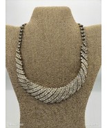 Costume Unbranded Vtg Rhinestone Collar Necklace Silver Tone Jewelry - £12.37 GBP