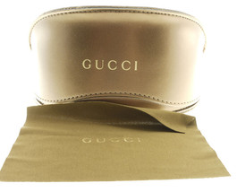 GUCCI GOLD BROWN LARGE CLAMSHELL LEATHER CASE WITH CLOTH &amp; CARDBOARD BOX - £29.07 GBP