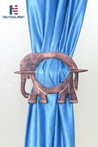 Wooden Elephant Curtain Tie backs Drapery Holdbacks Rustic Set of 2 Home Decorat - £38.53 GBP