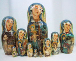10pcs Hand Painted One of a Kind Russian Nesting Doll of &quot;Christ&#39;s Nativity&quot; - £650.91 GBP