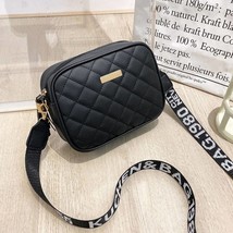 Streetwear Solid Black Lingge Square Zipper Crossbody Bags - $19.60