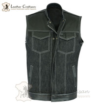 Biker Leather Denim VEST Men&#39;s Motorcycle Vest Bikers Vest Rock Style XS - 6XL  - £45.56 GBP