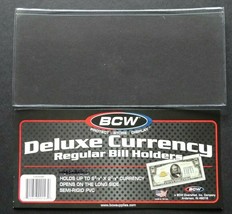 1 Loose BCW Deluxe Regular Dollar Bill Currency Semi Rigid Holder Sleeve - £0.77 GBP
