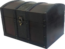 Maxflo Handcrafted Wooden Treasure Chest Decorative Storage Box With Lock For - £26.16 GBP