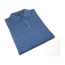 Men PRINCELY Soft Merinos Wool Sweater Knits Lightweight Polo 1011-40 Denim Blue image 6