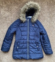 Tommy Hilfiger Girl&#39;s Blue Winter Jacket/Coat w/ Faux Fur Hood - Size L ... - £38.52 GBP