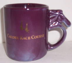 Calder Race Course Purple Color with Horse Head Handle Ceramic Mug 16 oz - £12.52 GBP