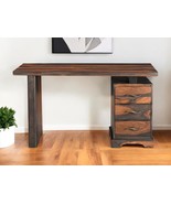 54&quot; Brown Live Edge Solid Wood Writing Desk With Three Drawers - $5,424.78 CAD